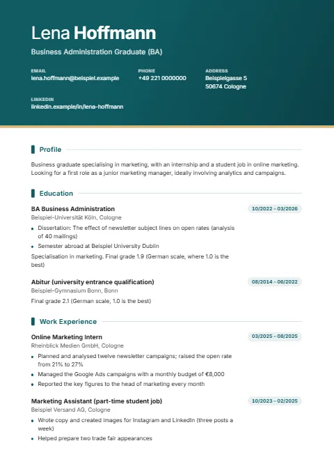 Graduate CV example
